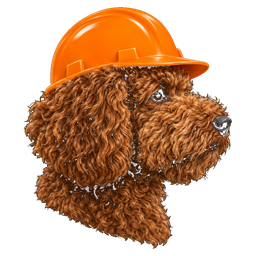 HandymanService.ie logo, a labradoodle in an orange hard hat